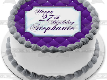 Diamond Plaque and Purple Cushion Edible Cake Topper Image ABPID57746 Sale