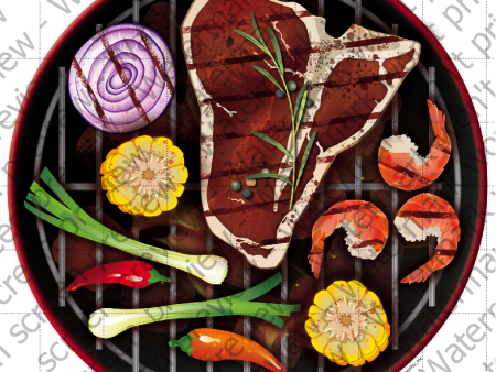 Grill Top with Food Edible Cake Topper Image For Cheap