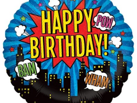 Superhero Birthday 18  Round Foil Balloon, 1ct Online