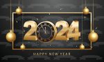 Happy New Year 2024 Gold Christmas Ornaments Edible Cake Topper Image ABPID57742 Cheap