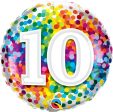 Rainbow Confetti Number 18  Round Foil Balloon, 1ct Hot on Sale