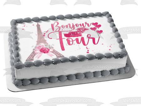 Bonjour to Four Edible Cake Topper Image ABPID57745 Sale