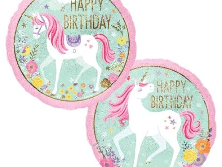 Magical Unicorn Happy Birthday 18  Round Foil Balloon, 1ct For Cheap