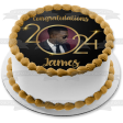 Graduation 2024 Graphite and Sparkles Frame Edible Cake Topper Image ABPID57754 Hot on Sale