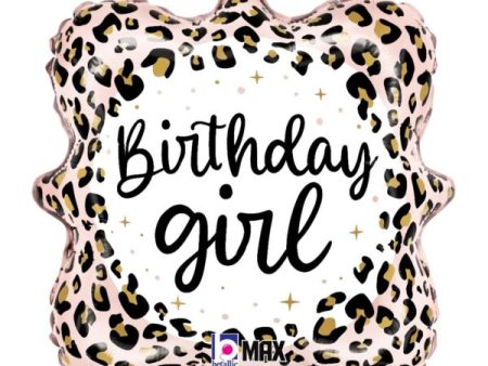 Satin Leopard Birthday Girl 18  Shaped Balloon, 1ct Fashion