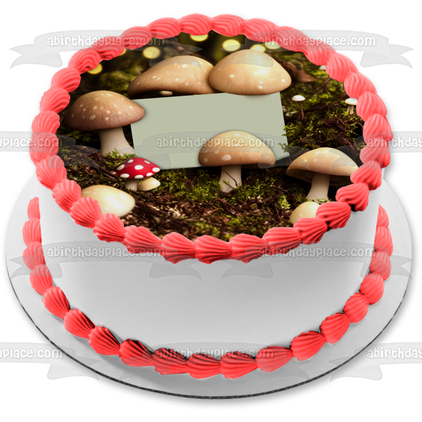 Fantasy Mushroom Forest Photo Frame Edible Cake Topper Image ABPID57749 For Discount