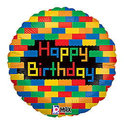 Birthday Blocks 18  Round Foil Balloon, 1ct Online Sale